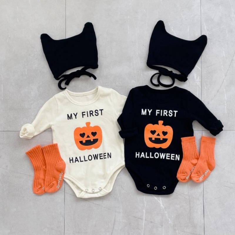 Pumpkin Print Halloween Baby Bodysuit Romper