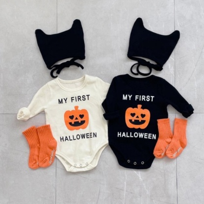 Pumpkin Print Halloween Baby Bodysuit Romper