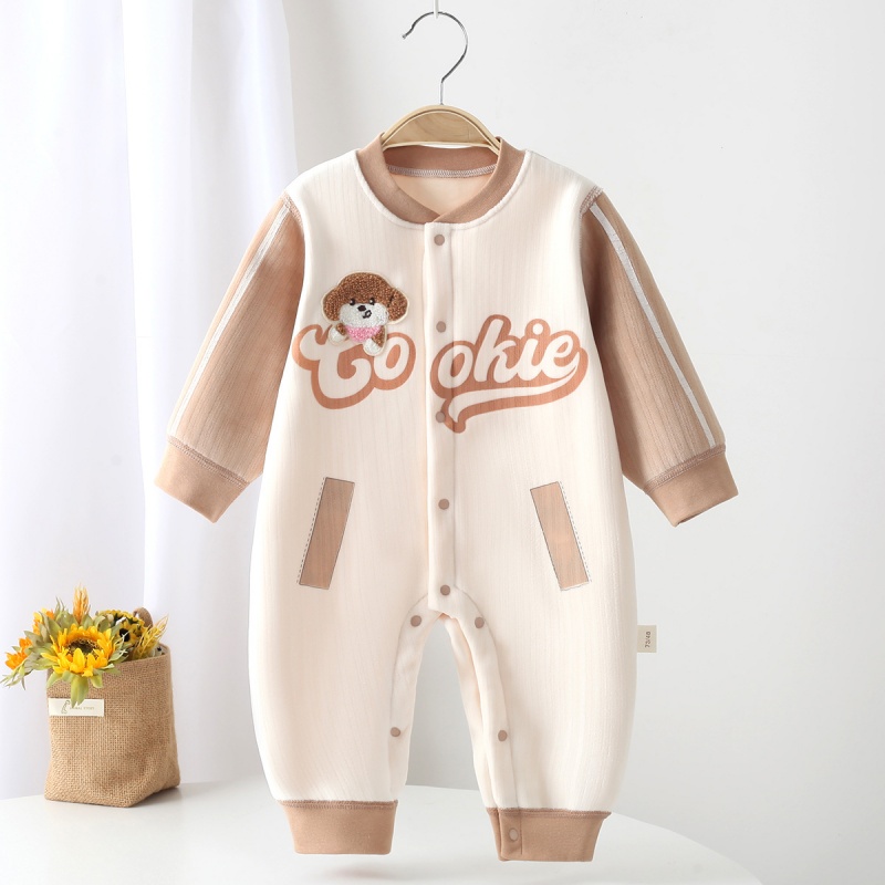 Baby Unisex Fleece Cartoon Long Sleeve Romper