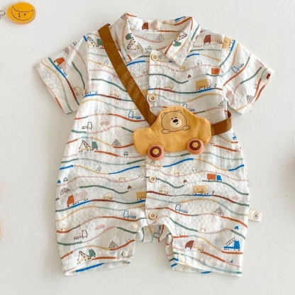 Baby Boy Car Print Short Sleeve Romper