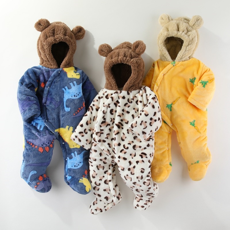 Hooded Thick Newborn Baby Romper Outfit