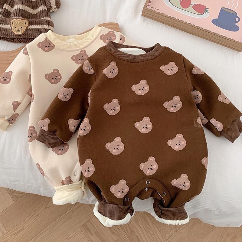 Baby Bear Print Warm Romper
