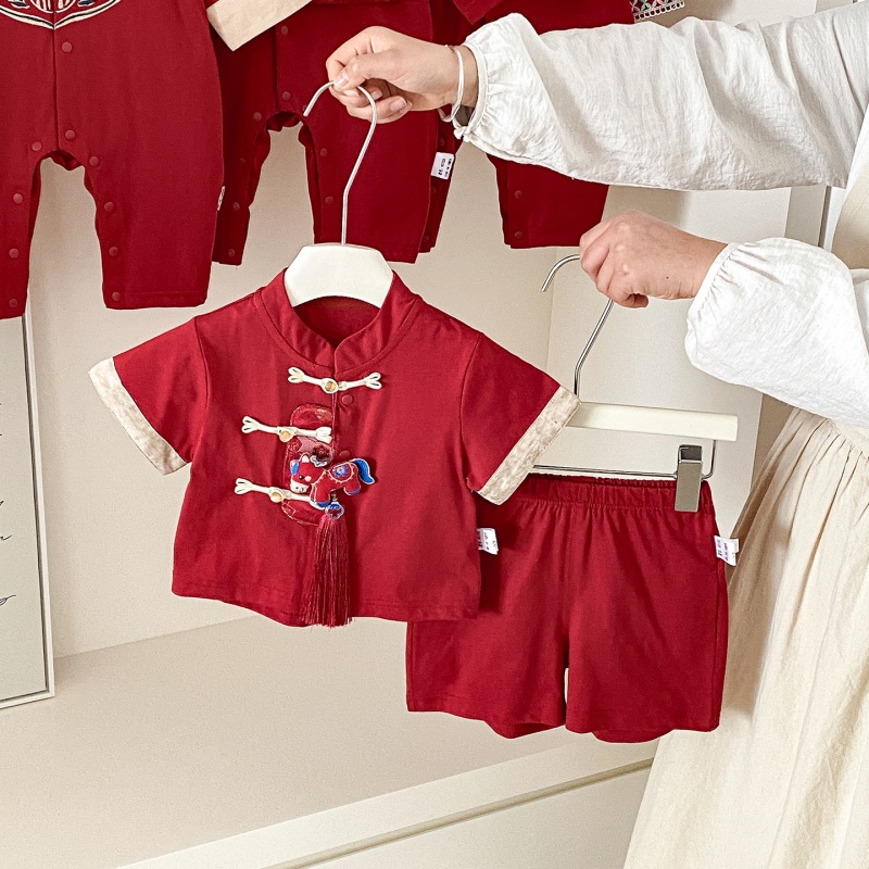 Baby Boy Chinese Style Short Sleeve Romper Set