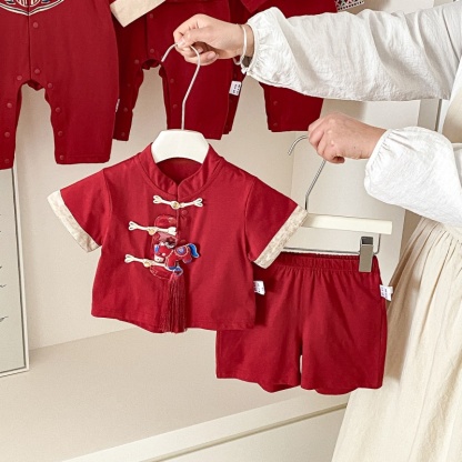 Baby Boy Chinese Style Short Sleeve Romper Set