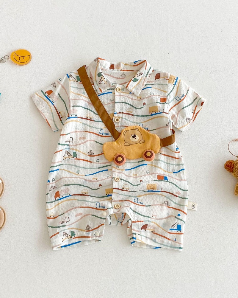 Baby Boy Car Print Short Sleeve Romper