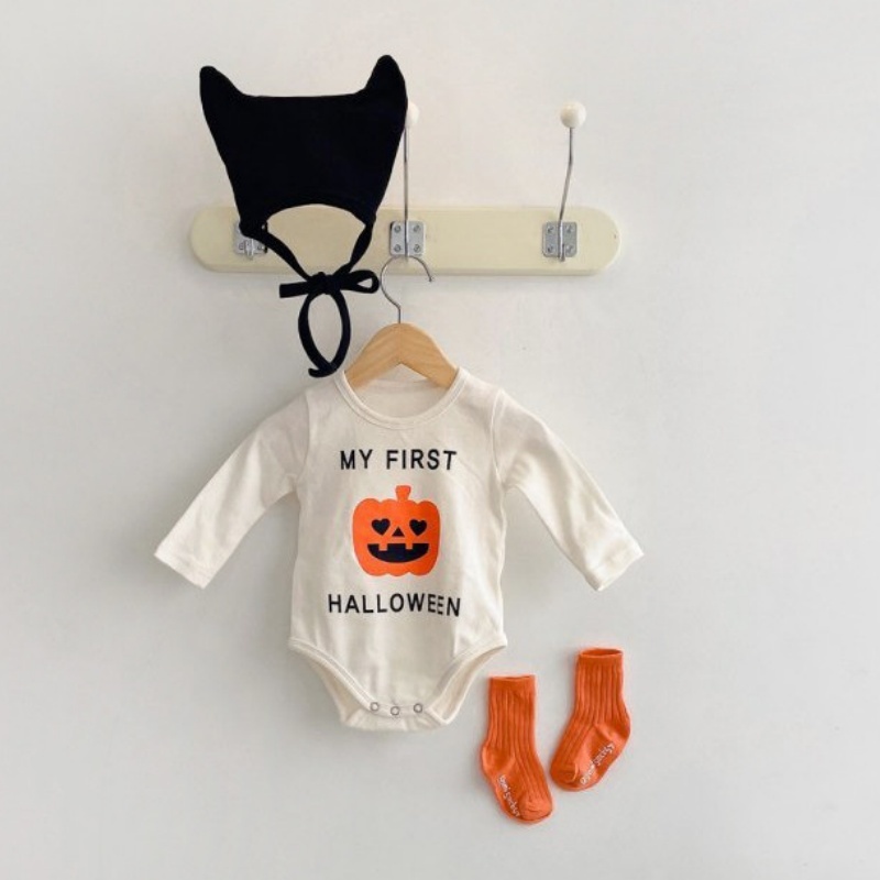 Pumpkin Print Halloween Baby Bodysuit Romper
