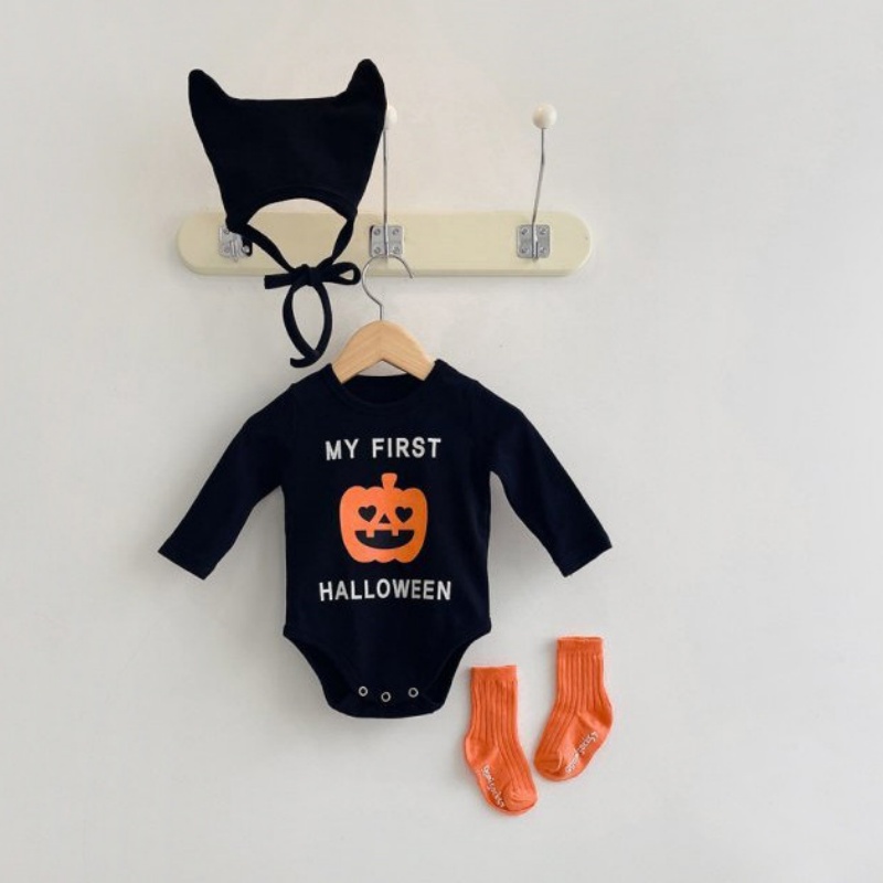 Pumpkin Print Halloween Baby Bodysuit Romper