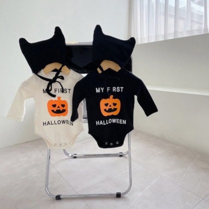 Pumpkin Print Halloween Baby Bodysuit Romper