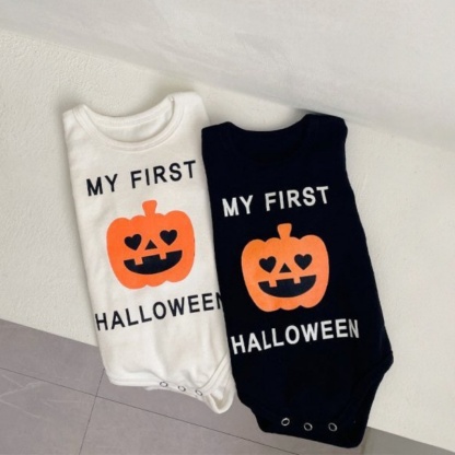 Pumpkin Print Halloween Baby Bodysuit Romper