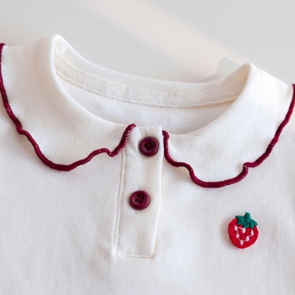 Baby Girl Strawberry Ruffle Polo Shirt