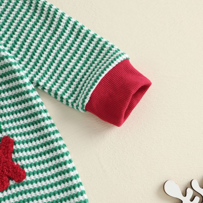 Baby Boy Waffle Letter Embroidered Stripe Romper