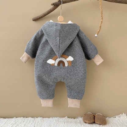 Rainbow Embroidered Warm Baby Romper Outfit