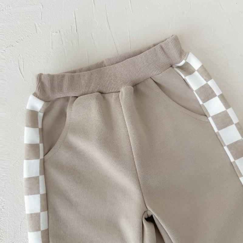 Baby Boy Checkered Panel Sweatsuit Two Piece Set