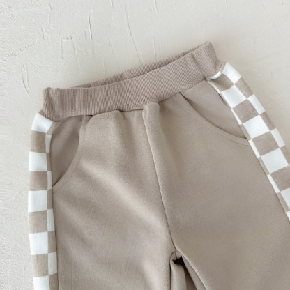 Baby Boy Checkered Panel Sweatsuit Two Piece Set