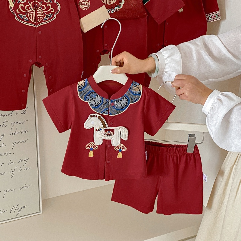 Baby Boy Chinese Style Short Sleeve Romper Set
