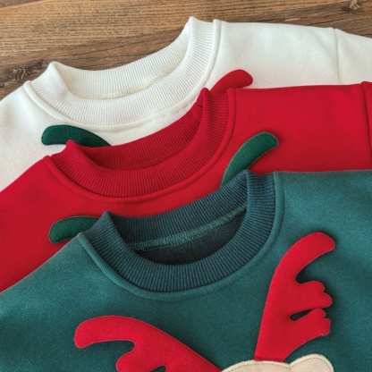 Cute Reindeer Embroidered Baby Romper Set