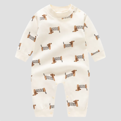 Baby Cute Puppy Shoulder Split Romper