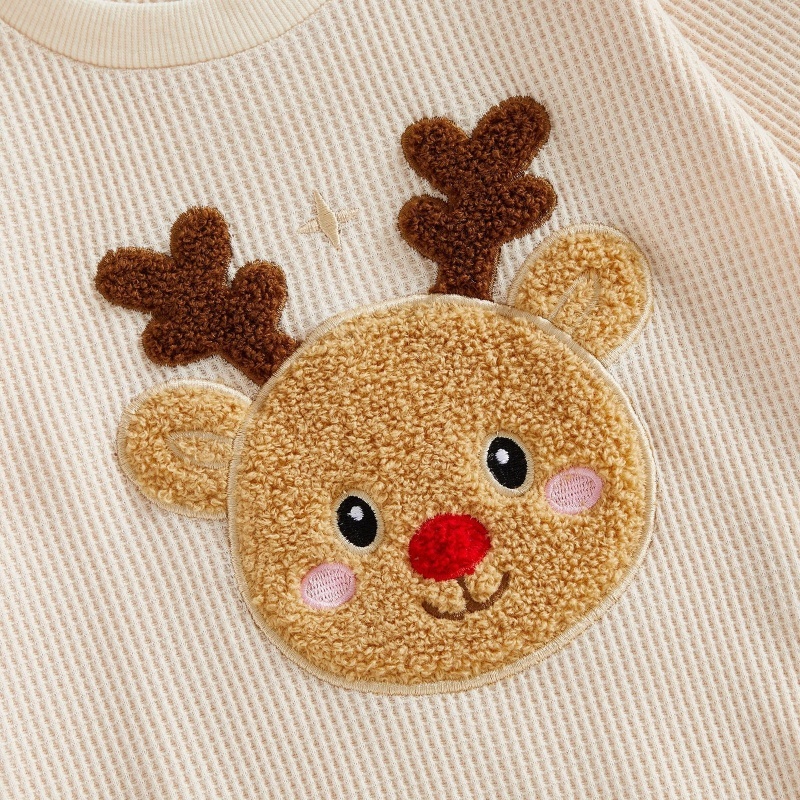 Deer Head Embroidered Baby Bodysuit Romper