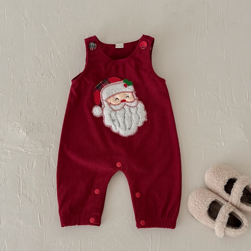 Christmas Santa Embroidered Baby Bodysuit Romper