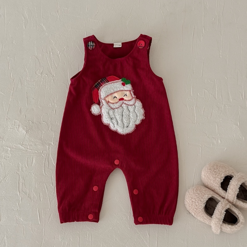 Christmas Santa Embroidered Baby Bodysuit Romper