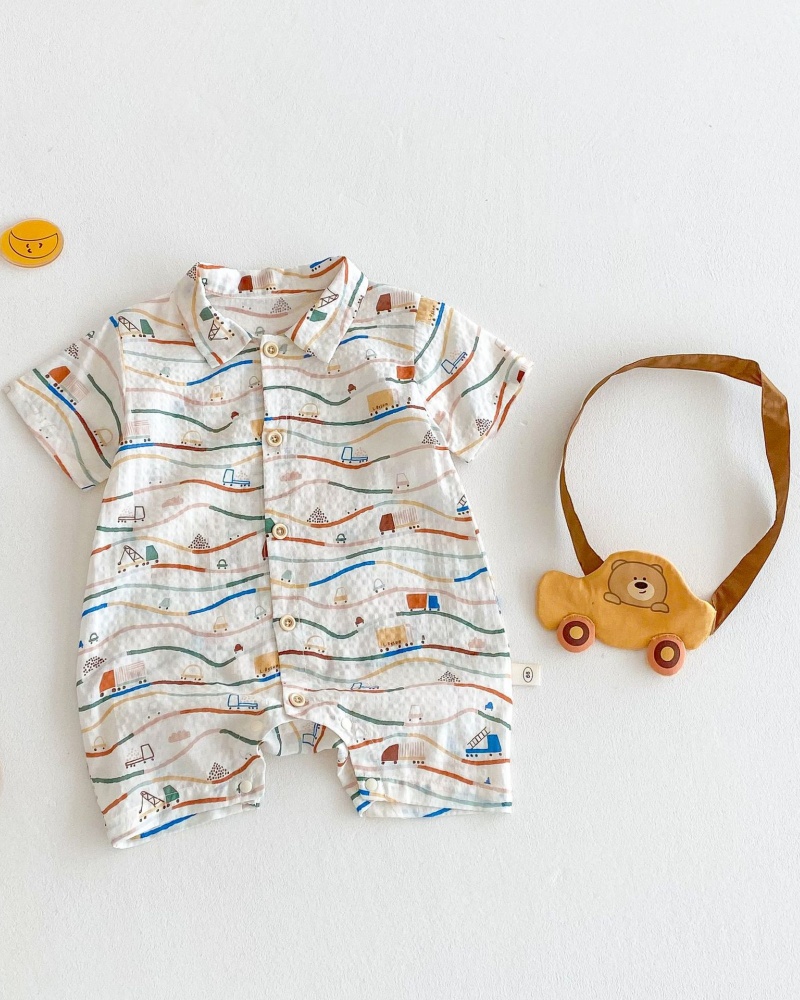 Baby Boy Car Print Short Sleeve Romper