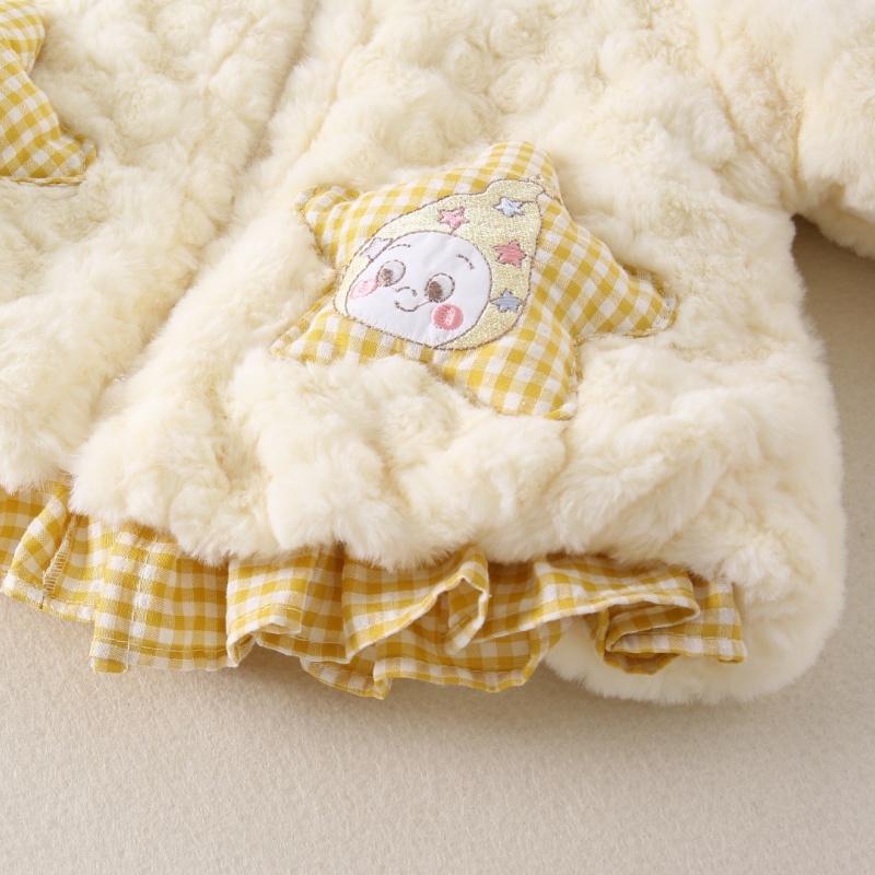 Baby Girl Cartoon Hooded Plush Jacket