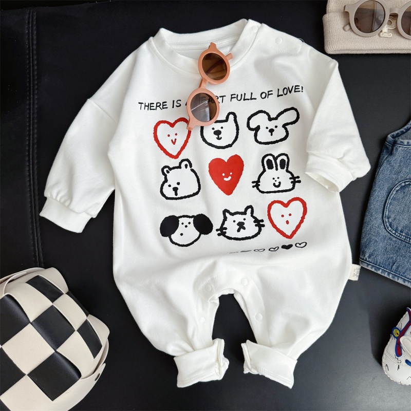 Baby Unisex Casual Heart Print Romper