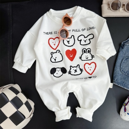 Baby Unisex Casual Heart Print Romper
