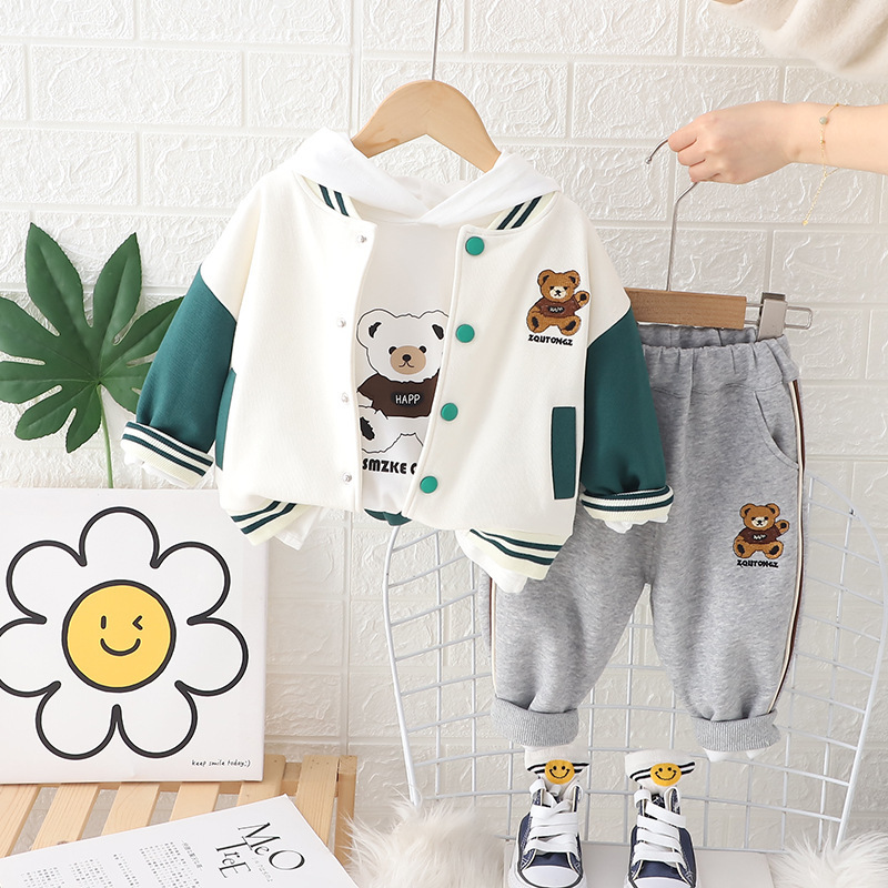Toddler Boy/Girl Allover Teddy Bear Three-Piece Set-kissminis