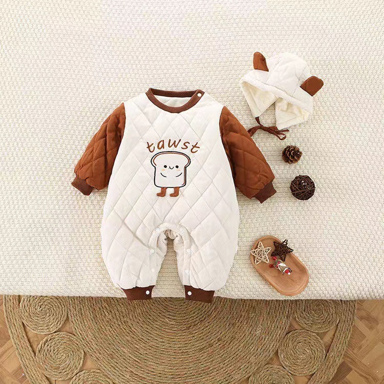 Newborn Baby Boy/Girl Cute And Super Cute"tawst" Design Soild Color Winter Long Sleeve Romper-kissminis