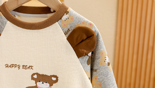 Baby Boy/Girl Bear Pattern and Ears Design Romper-kissminis