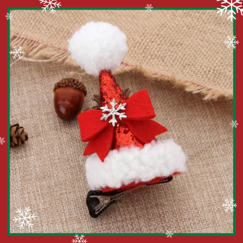 Baby Girl Cute Christmas Style Santa Hat Design Hair Clip-kissminis