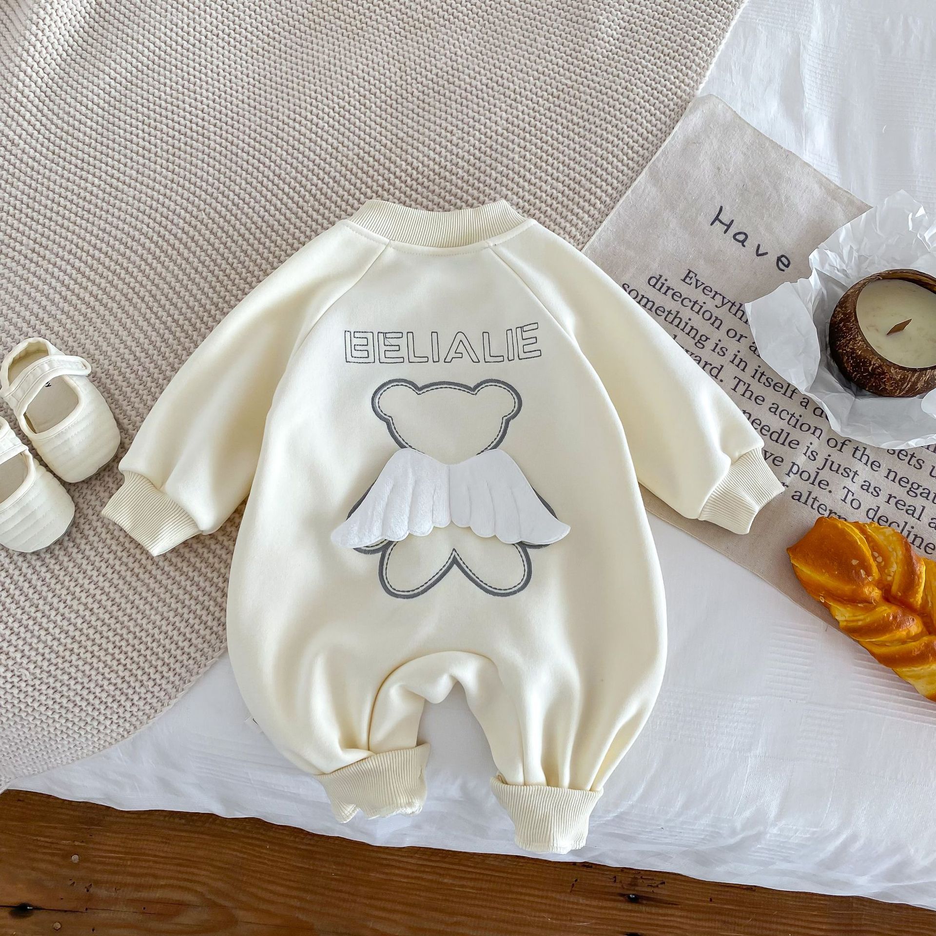 Baby Fleece 3D Angle Print Romper-kissminis