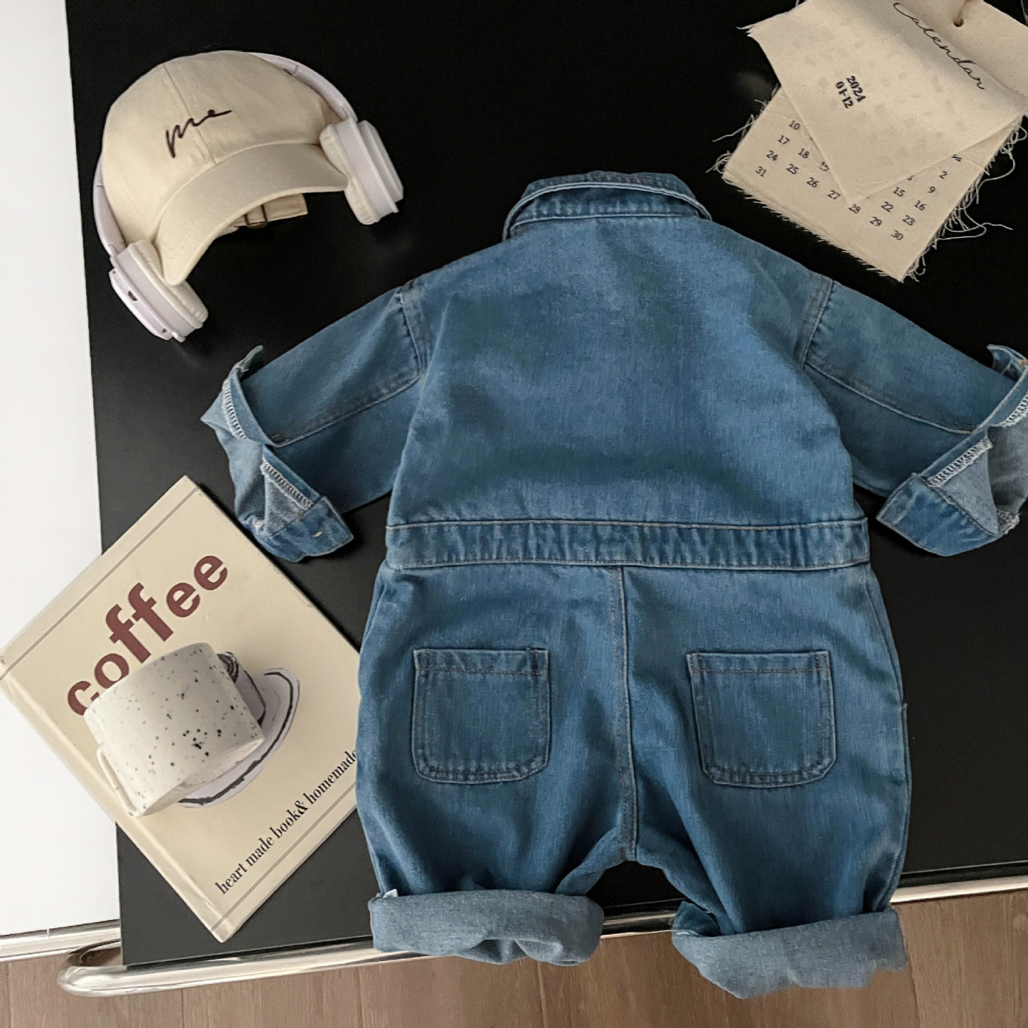 Baby Boy/Girl Denim Solid Color Romper-kissminis