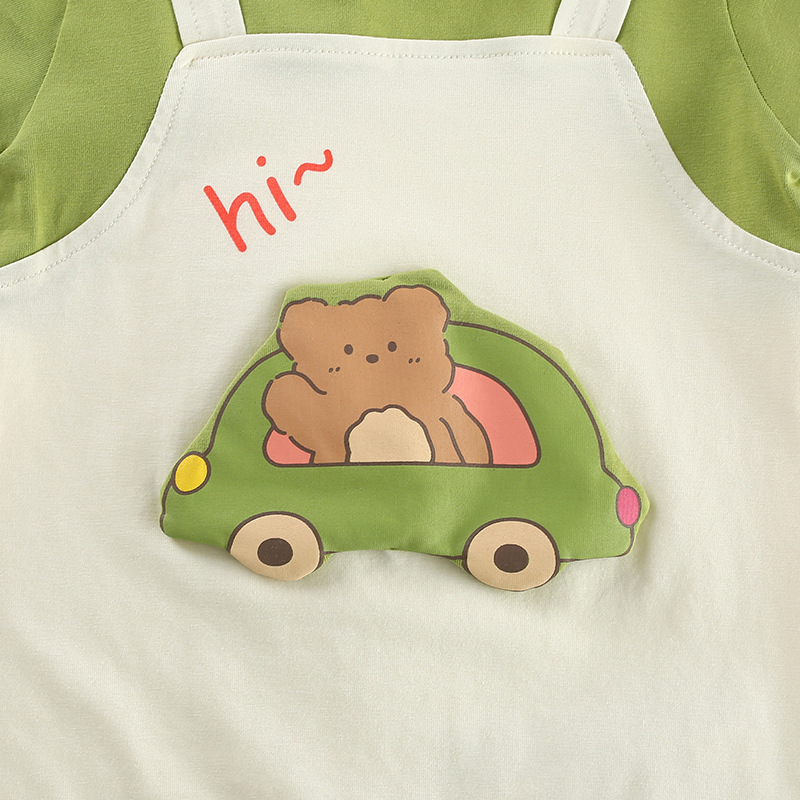 Baby Boy/Girl Car Bear Print Romper-kissminis
