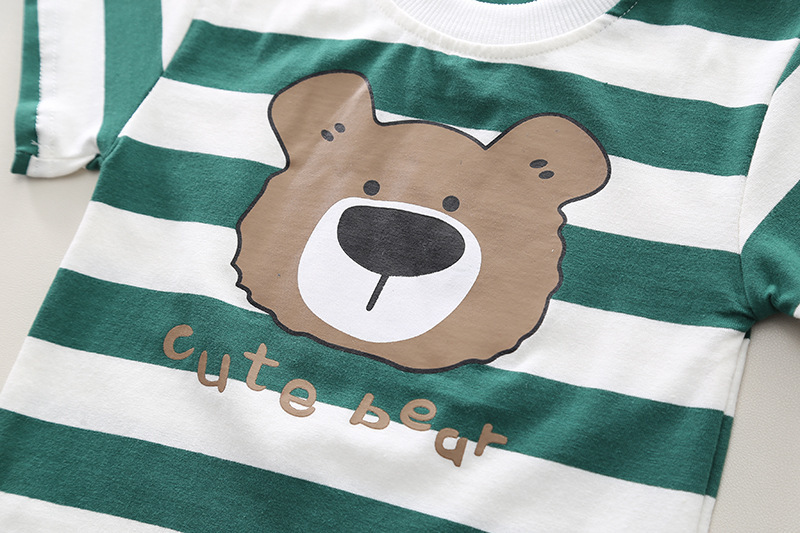 2pcs Baby Striped Bear T-shirt with Denim Pants Set -kissminis
