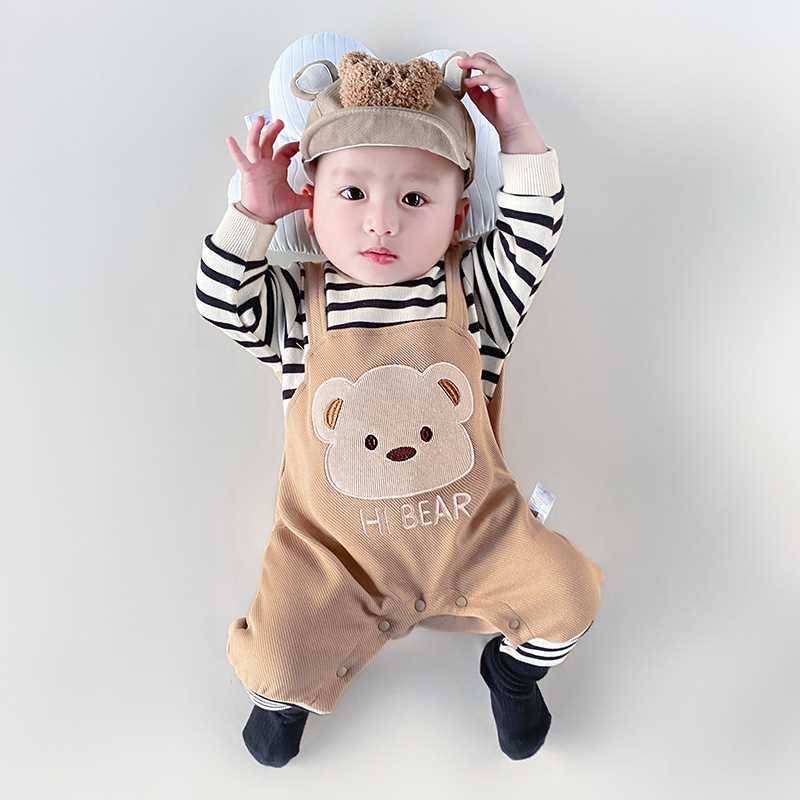 Baby Cute Cartoon Bear Graphic Long Sleeve Romper-kissminis