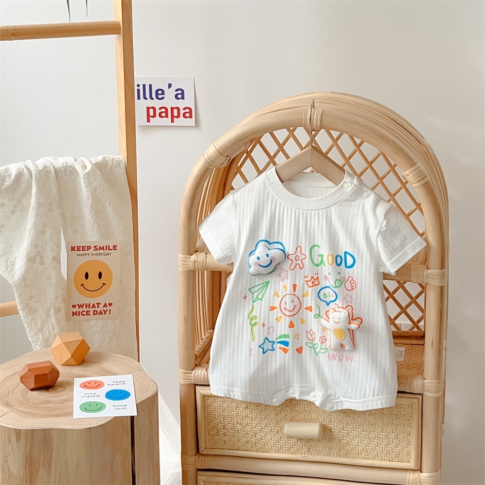 Baby Boy/Girl Colorful Alphabet Print Romper-kissminis