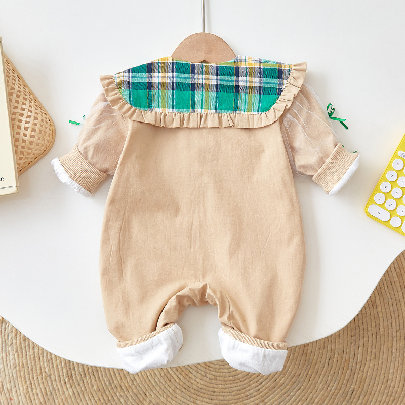 Baby Boy/Girl Plaid Design Single-breasted Long Sleeve Romper-kissminis