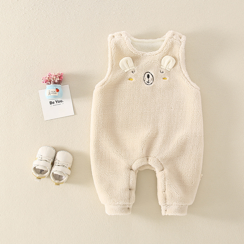 Baby Boy/Girl Cartoon Bear Winter Fluff Overalls Romper-kissminis