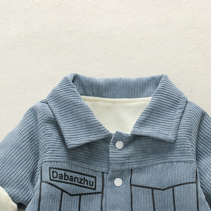 Baby Owls Pattern Solid Color Corduroy Romper-kissminis
