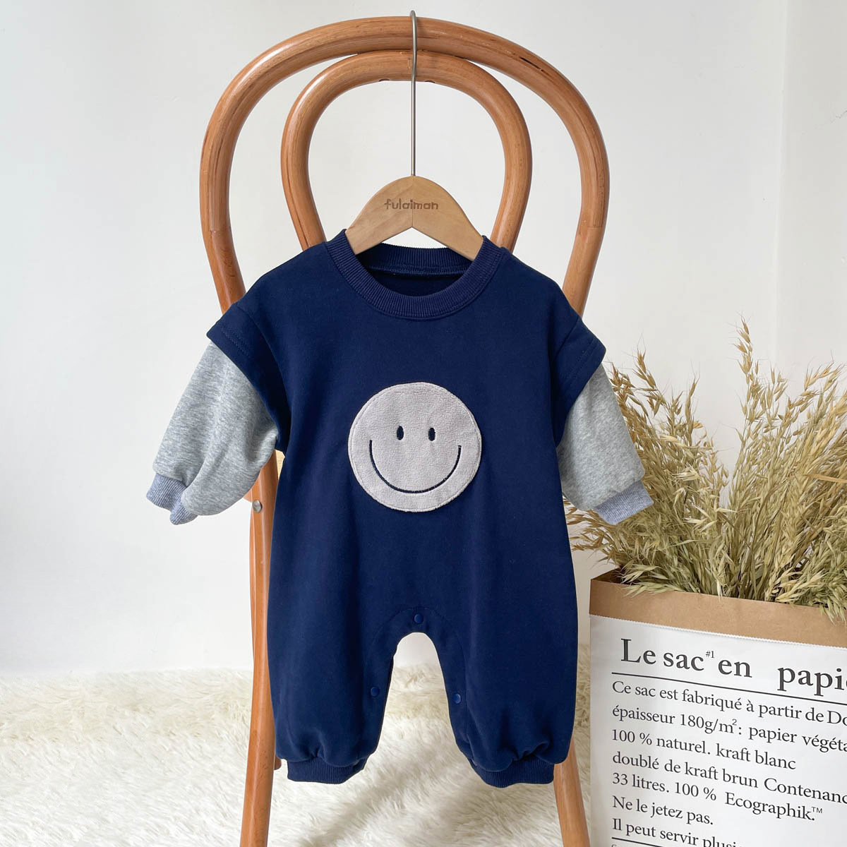 Smiley Face Pattern Simple treasure Romper -kissminis