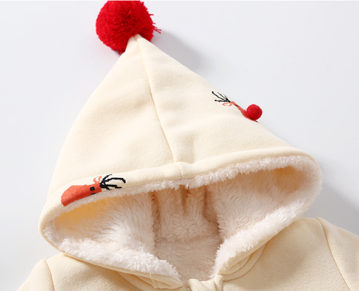 Baby Boy/Girl Christmas Style Allover Elk Pattern Long Sleeve Hooded Romper-kissminis