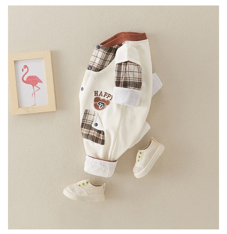 Baby Boy Gentle Ginghem Mock Two-pieces Long Sleeve Romper-kissminis
