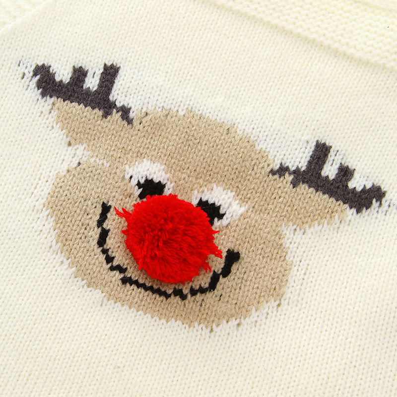 Baby Boy/Girl Christmas Style Elk Pattern Knitted Sleeveless Bodysuit-kissminis
