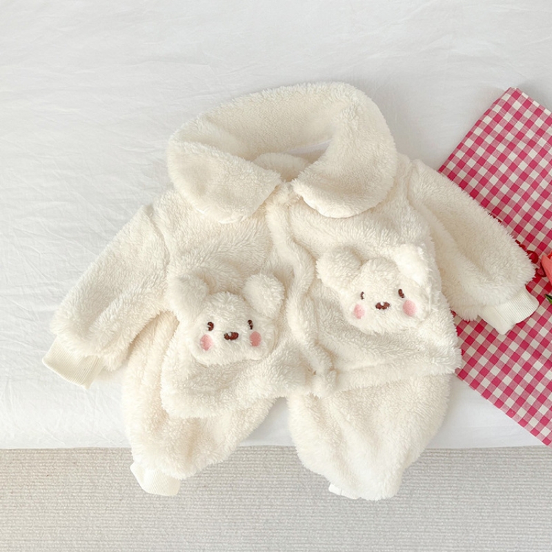 2pcs Winter Fleece Baby Cute Dog Print Sweatshirt and Pants Set-kissminis