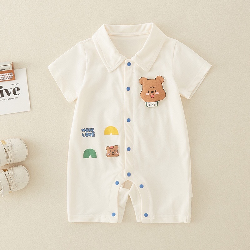 Baby Boy Decoration Bear Front Buckle Romper-kissminis