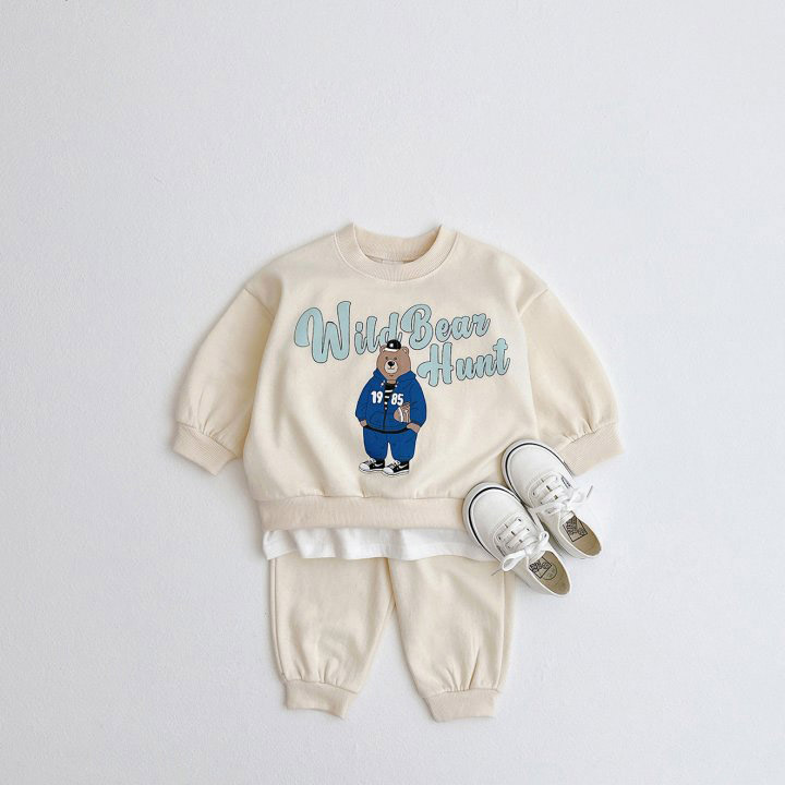 2pcs Toddler Boy/Girl Wild Bear Hunt Print T-Shirt and Pants Set-kissminis