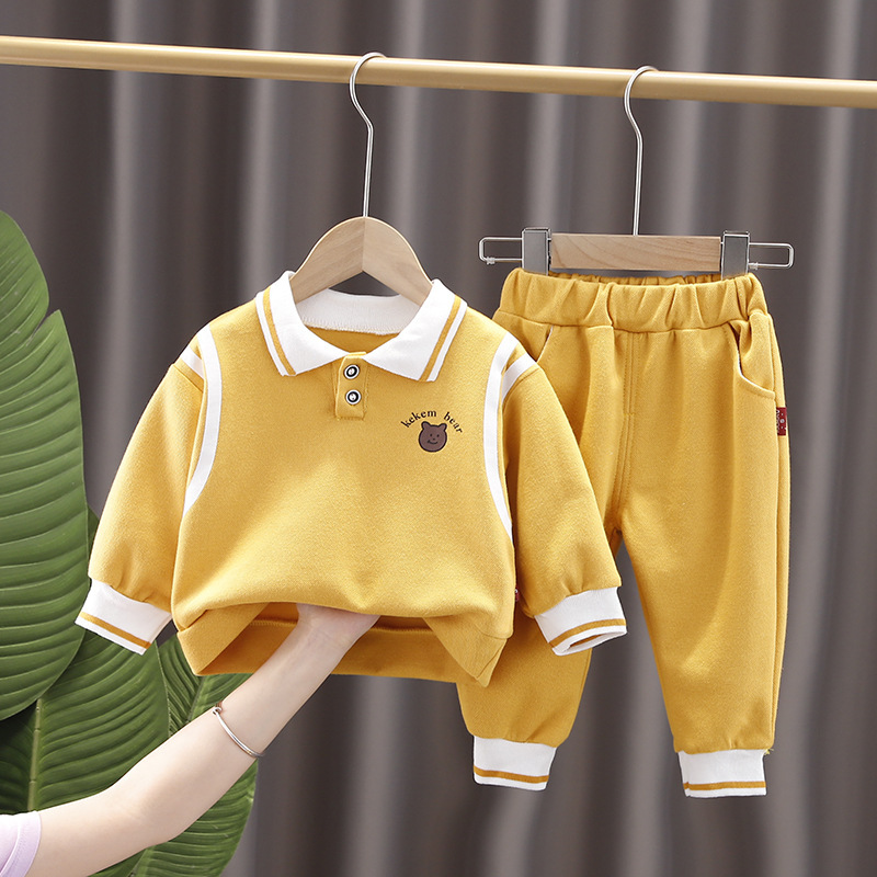 Toddler Boy/Girl Solid Color Bear Two-Piece Set-kissminis