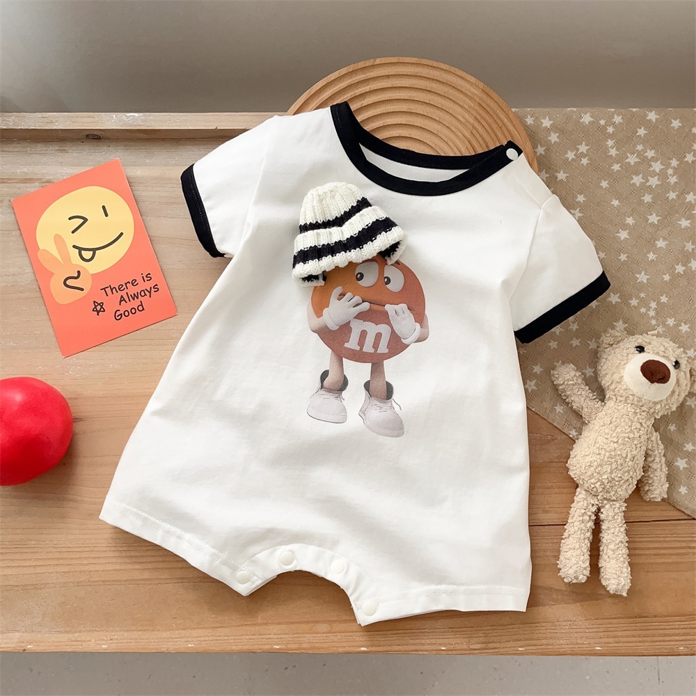 Baby Boy Chocolate Pea Print Romper-kissminis